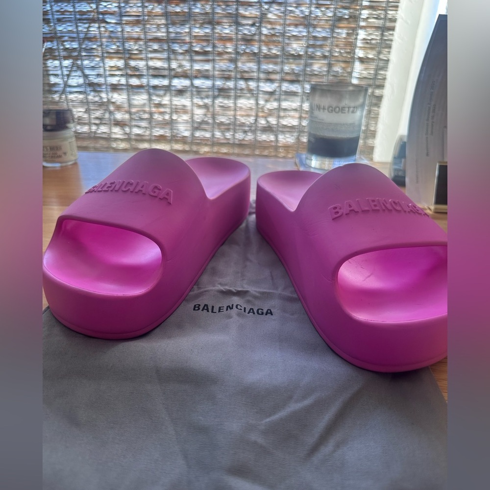 Balenciaga Logo Platform Slide Sandals